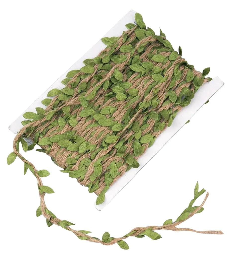 Guirlande végétale en rotin et chanvre 20m - Ruban feuilles artificielles