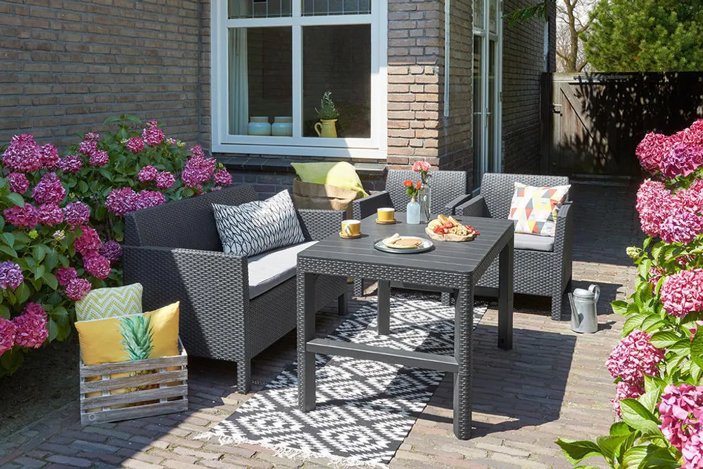 Table de jardin modulable Allibert Lyon 2 en 1 gris graphite - 30
