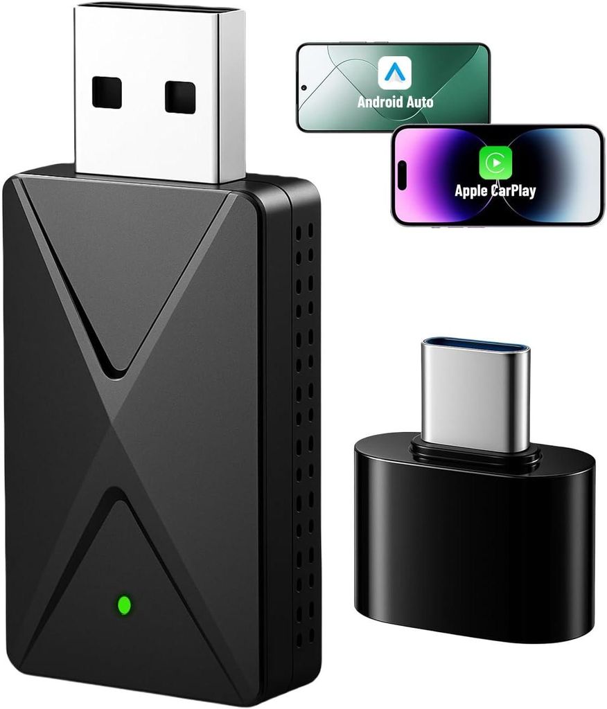 Kabelloser CarPlay & Android Auto Adapter - USB Plug & Play Produktbild 