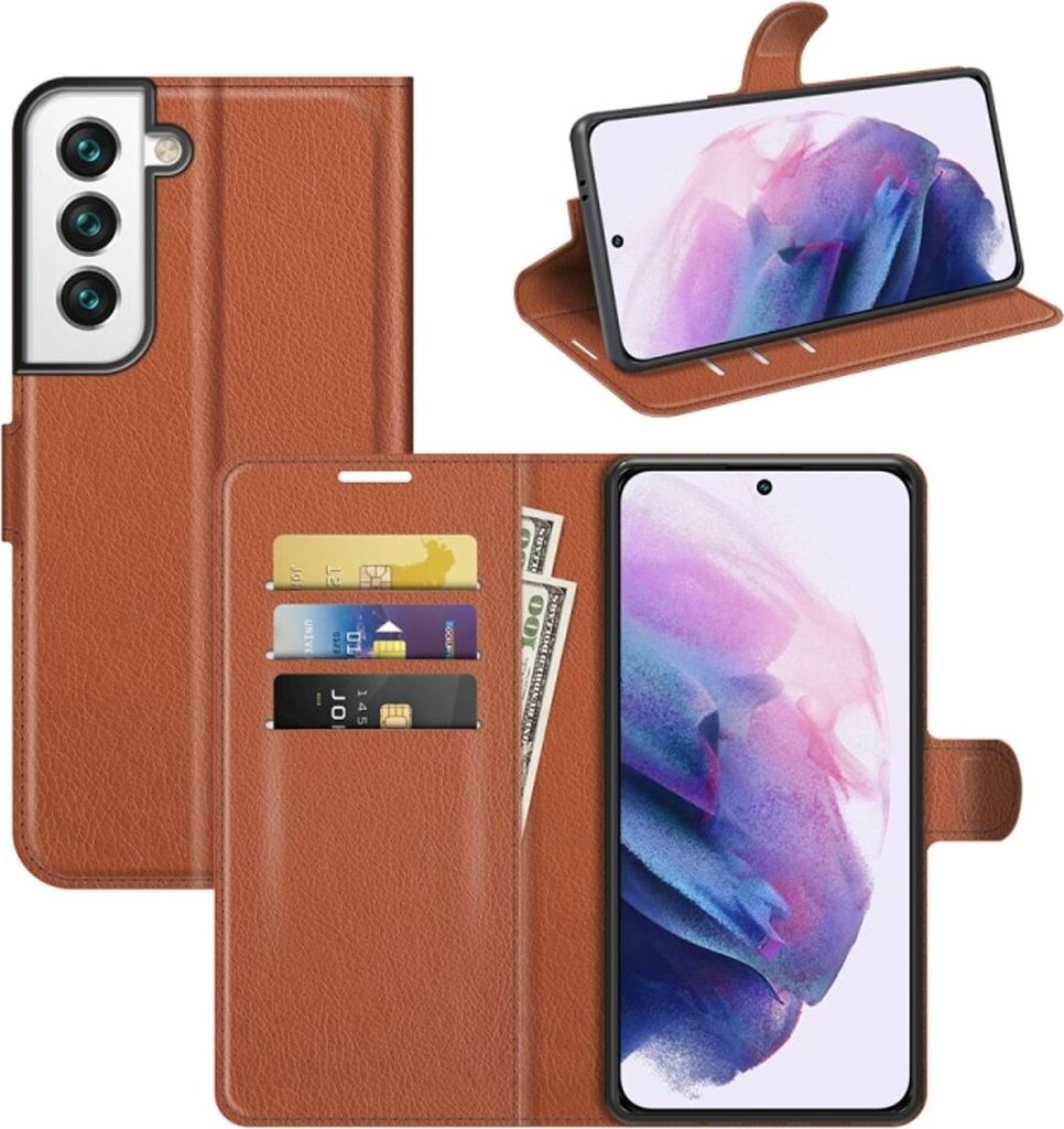 König Design Hülle kompatibel mit Samsung Galaxy S22 Plus 5G Kunstleder Handyhülle - Handy Case Braun