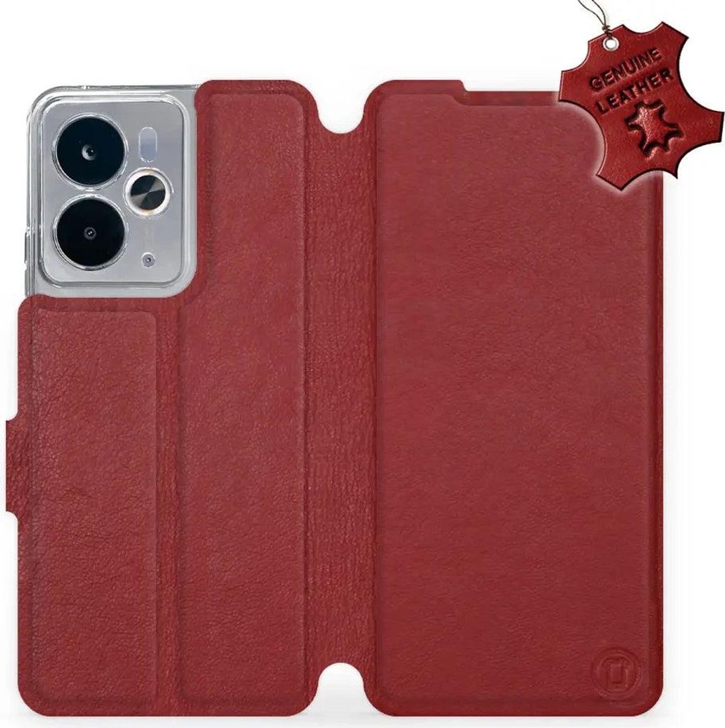 Echtleder Handyhülle für Realme 14 5G, Mobiwear Leather, Dunkelrot