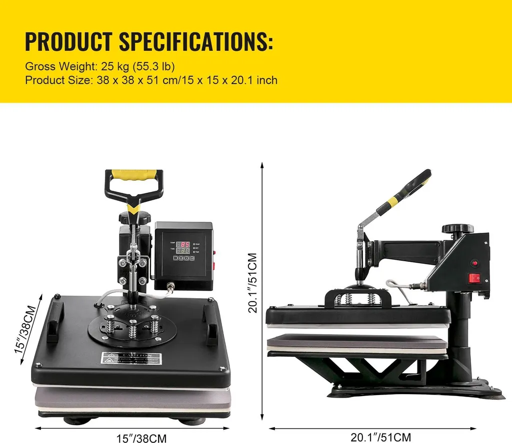 Machine de transfert thermique 8 en 1 grand format 15x15 po polyvalente - 2