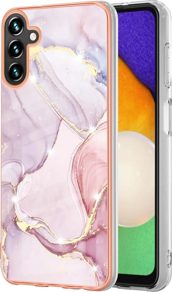 Custodia Samsung Galaxy A34 Marmo - Cover Morbida TPU Rose Gold