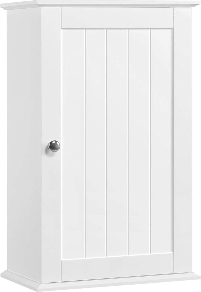 Hängeschrank, Wandregal mit einer Tür, Badezimmerregal, Küchenschrank, Medizinschrank in Weiß, 35 x 20,7 x 55 cm
