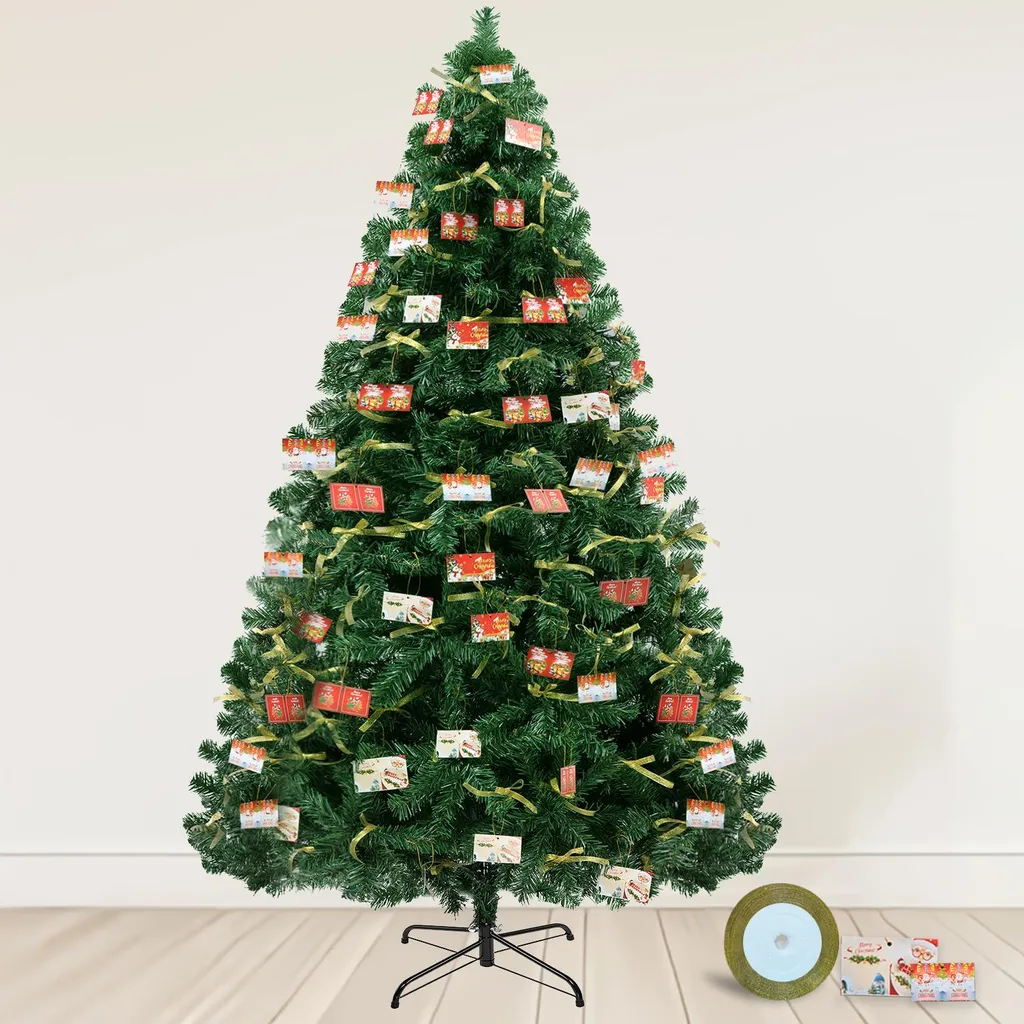 Grand Sapin de Noël Artificiel Vert 195 cm Branches Épaisses COMHOMA