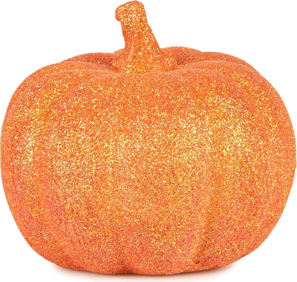 Kürbis Dekoration orange-glitzer 12,5 cm -