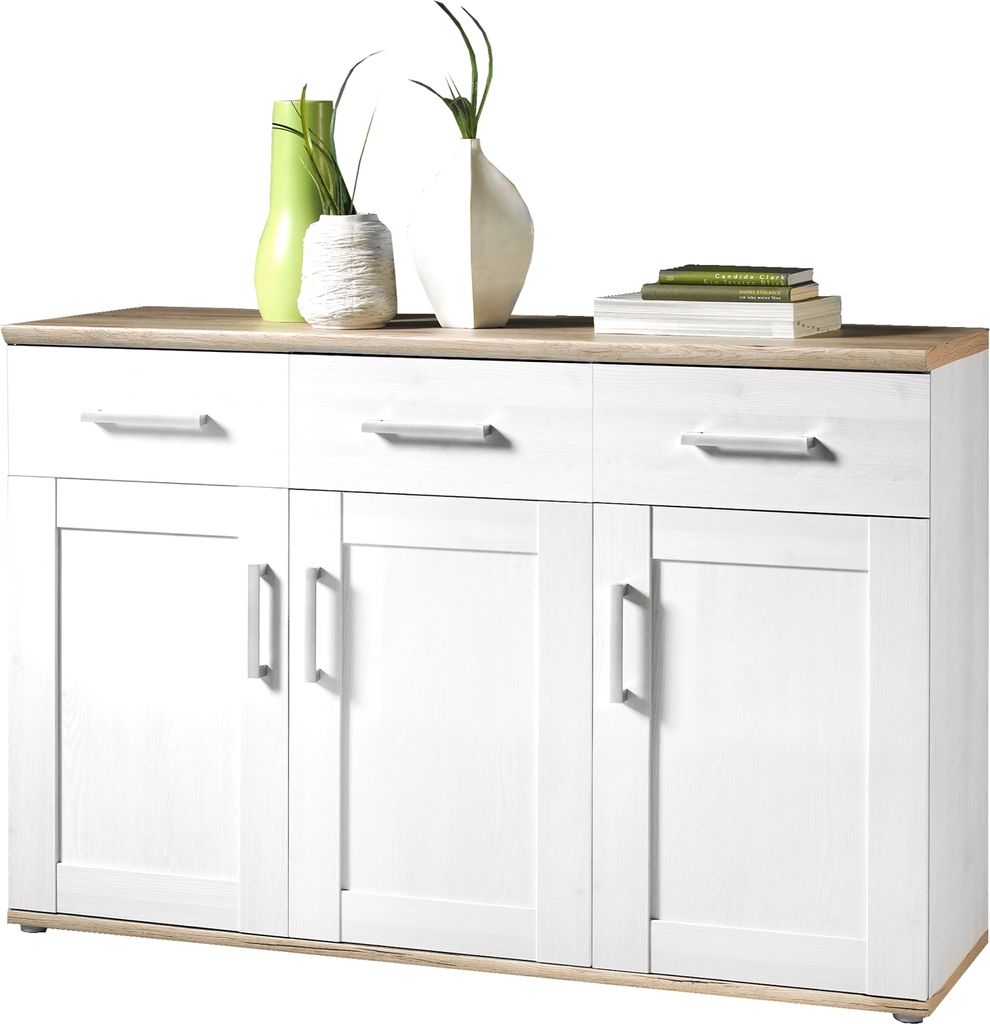 Sideboard - Sibiu Lärche Nachbildung - Weiß - B 140 cm - 3 Türen - 3 Schubladen