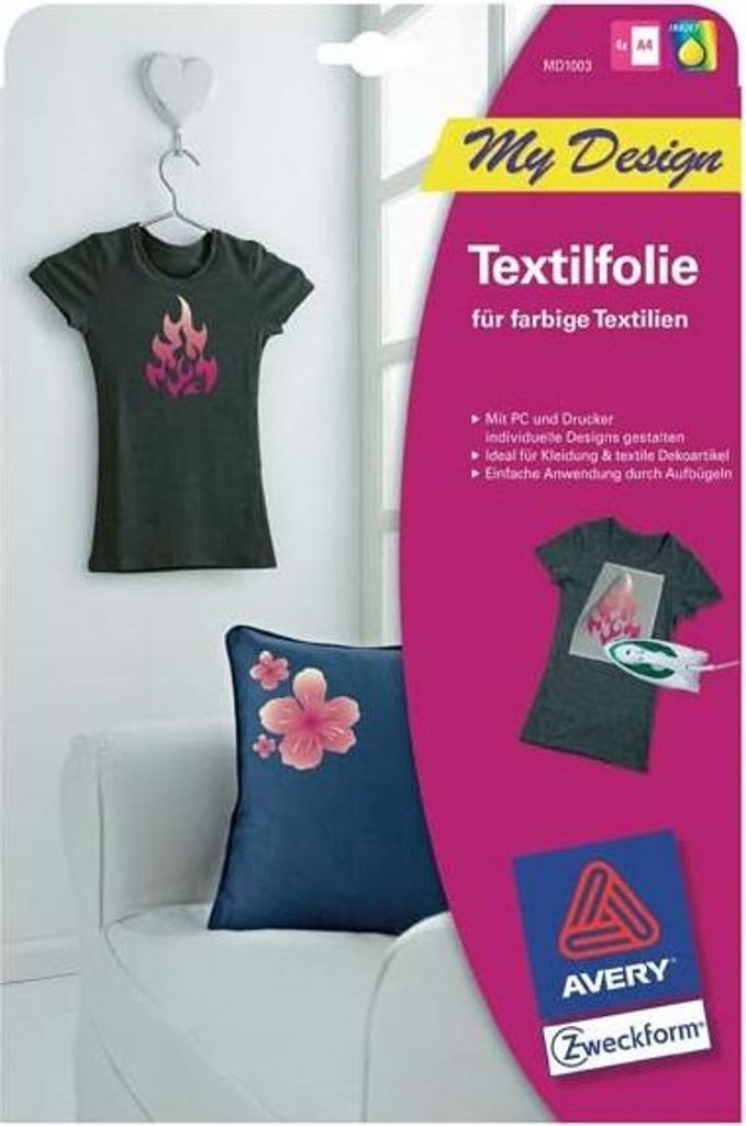 Avery Zweckform MD1003 Textilfolien für farbige Textilien, Produktbild 