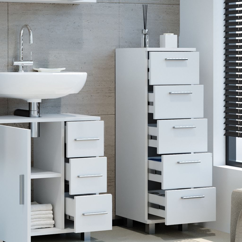 Vicco Badschrank Ilias, 30 x 95 cm, Weiß Produktbild 5