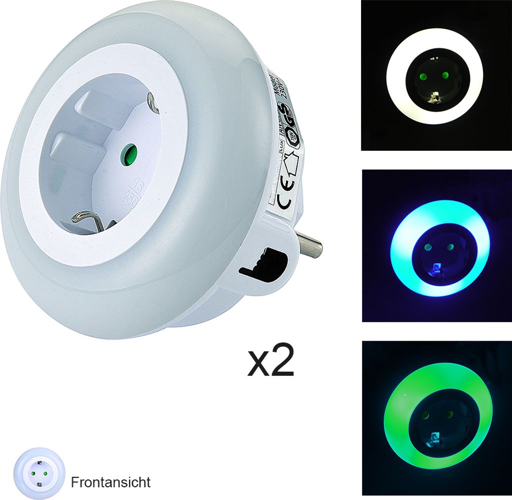 LED Nachtlicht-Steckdosen-Adapter Orientierungslicht Produktbild 