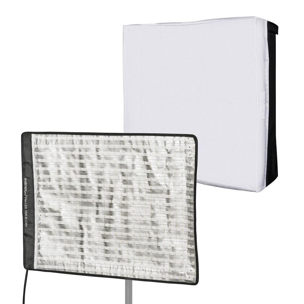 Walimex pro Flex LED 1000 Bi Color Leuchtmatte Set inkl. Softbox mit Frontdiffusor, 100 W Flächenleuchte, flexible Studioleuchte dimmbar, spritzwa...