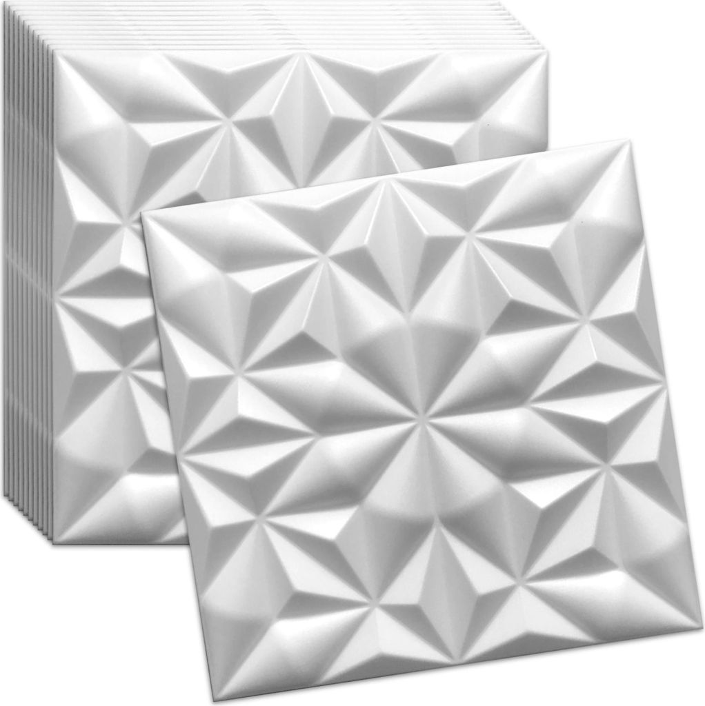 Verdico | 3D Wandpaneele Polystyrol - 50x50 Cm - 12 Stück - Weißer Onyx - Deckenpaneele - 3 m2