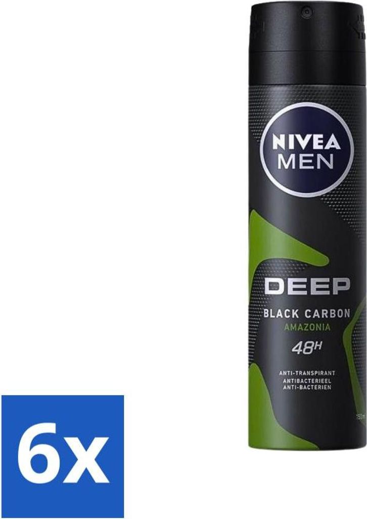 Nivea - Men - Deodorant - Spray - Deep Black Carbon Amazonia - 150 ml - Vorteilspack - 6 Stücke
