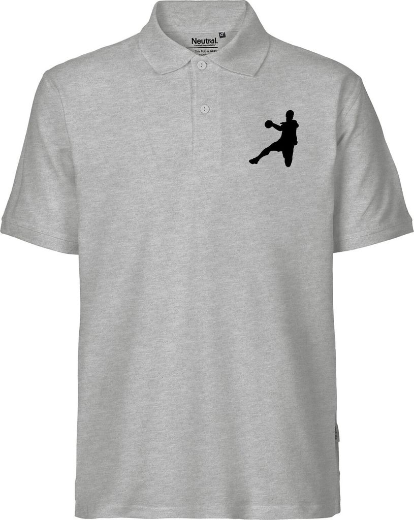 Huuraa Herren Polo Shirt Handball Silhouette XL Sport Grey Bio Baumwolle Fairtrade Poloshirt Geschenkidee