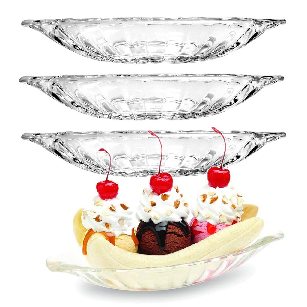 Banana Split Dish Boat, Eiscreme-Eisschale, Dessertschale, transparent, 4 Stück,180ml