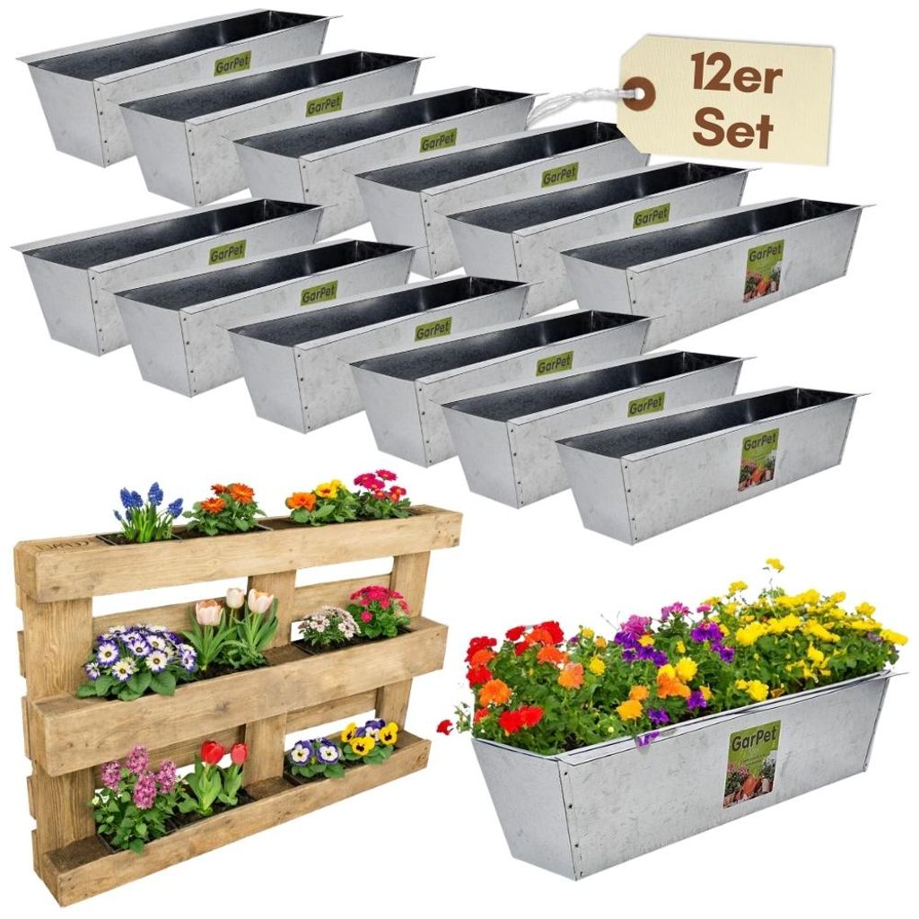 12er Set Paletten Blumenkasten zum Einhängen Europaletten Produktbild 