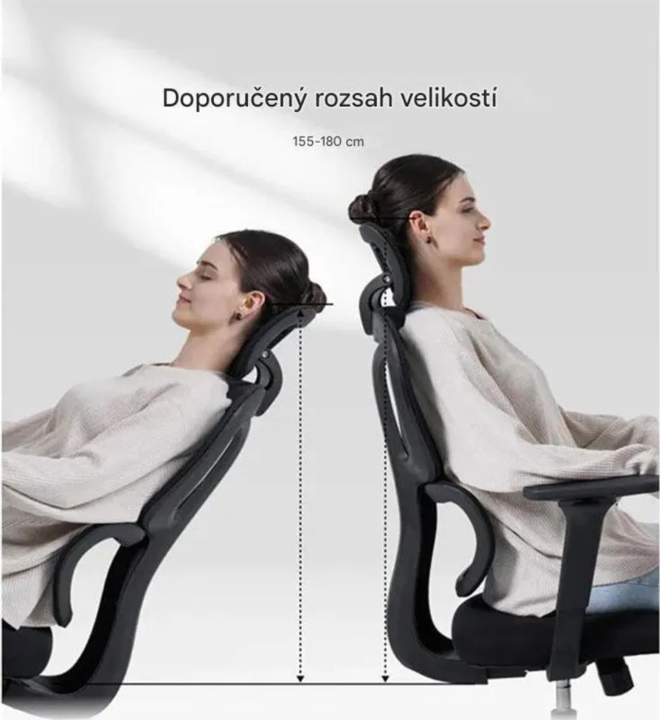 Fauteuil de bureau ergonomique BS5BB noir, siège de travail ajustable - 4