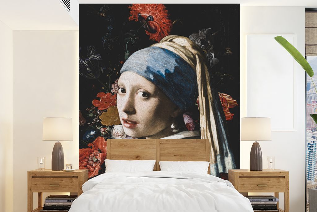 MuchoWow Fototapete für Wohnzimmer oder Schlafzimmer Wandtapete Vinyl Motivtapete Das Mädchen mit dem Perlenohrring - Vermeer - Jan Davidsz de ...