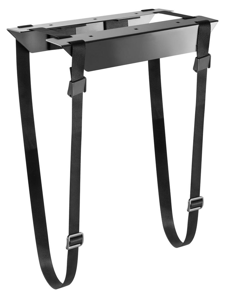 CAVO Tisch-Halterung PC mit Gurthalterung schwarz – PC-Tower-Halter, Computerhalterung, Gehäusehalter