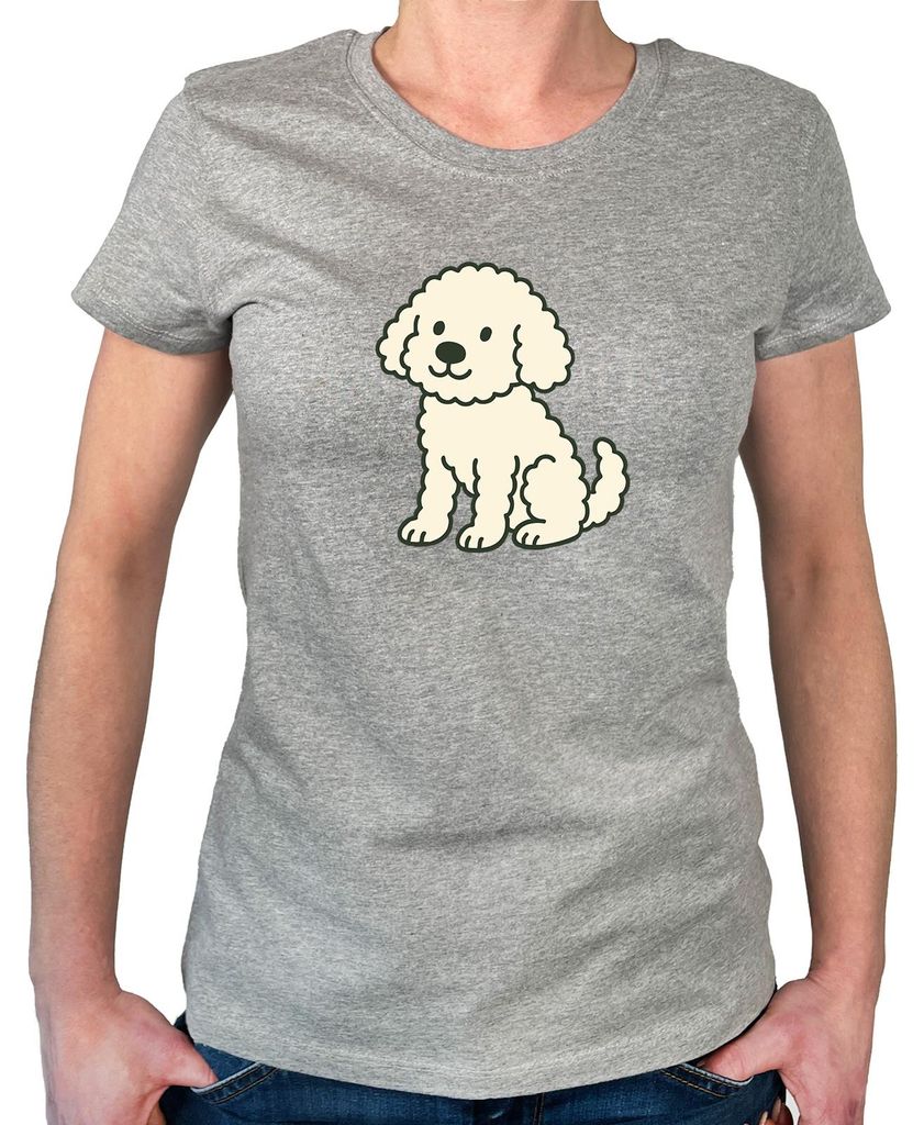 Huuraa Damen T-Shirt Maltipoo Comic Malti XS Sport Grey Bio Baumwolle Fairtrade Damenshirt Geschenkidee