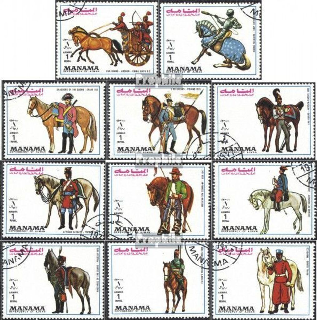 Briefmarken Manama 1972 Mi 1008A-1018A (kompl.Ausg.) Produktbild 