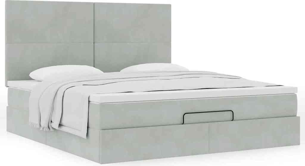 Maison Exclusive - Ottoman-Bett mit Matratzen Hellgrau 200x200 cm Samt