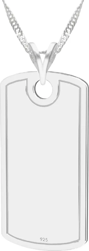 Collana Militare Argento 925 Dog Tag: Catena Sottile con Targhetta ID