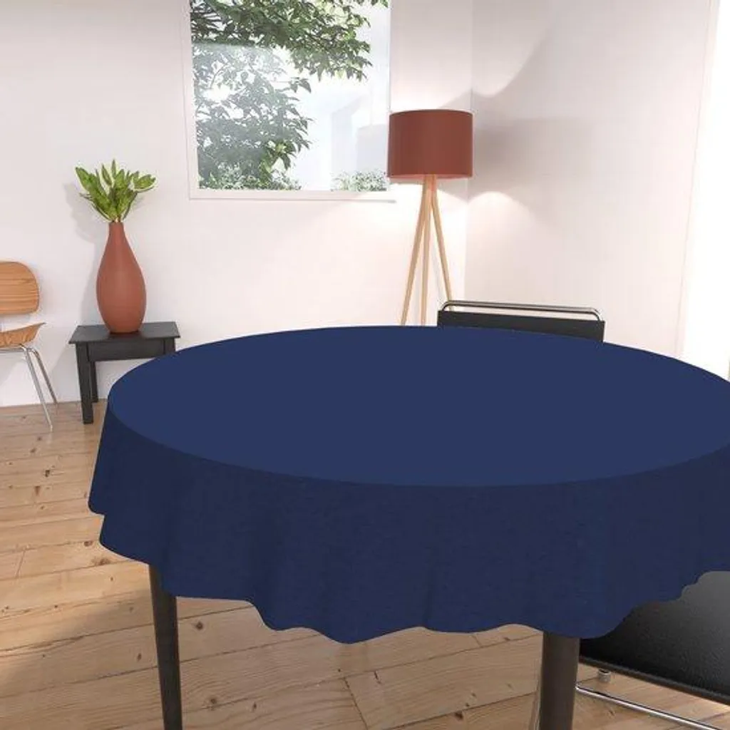 Rideau rond bleu marine 180 cm en polyester lavable et anti-moisissure