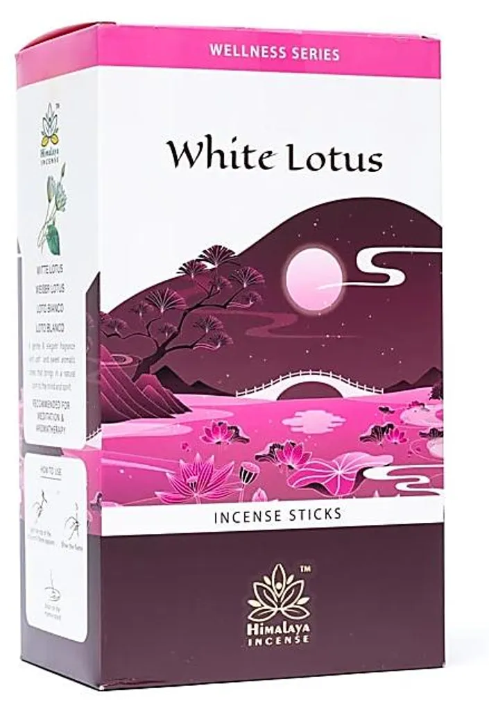 Encens Himalaya Lotus Blanc 12x15g - Bâtonnets Naturels de Haute Qualité