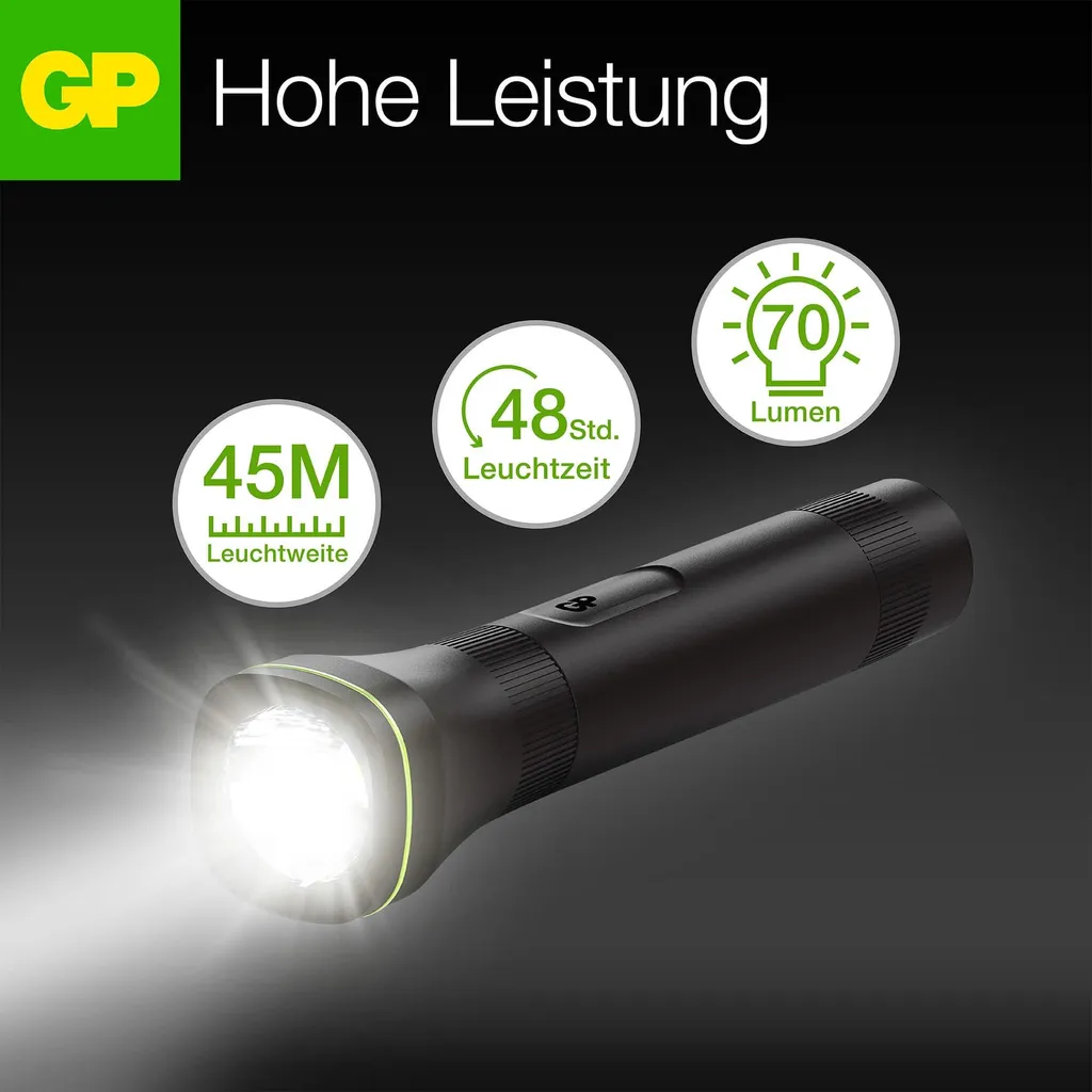 Offerta Torcia LED GP C107 Nera: Luce Discovery Alta Qualità GP Batteries - 16