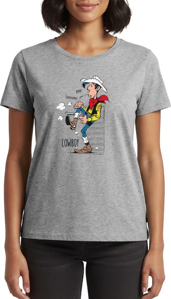 Spreadshirt Lucky Luke Poor Lonesome Cowboy Frauen Premium T-Shirt, M, Grau meliert