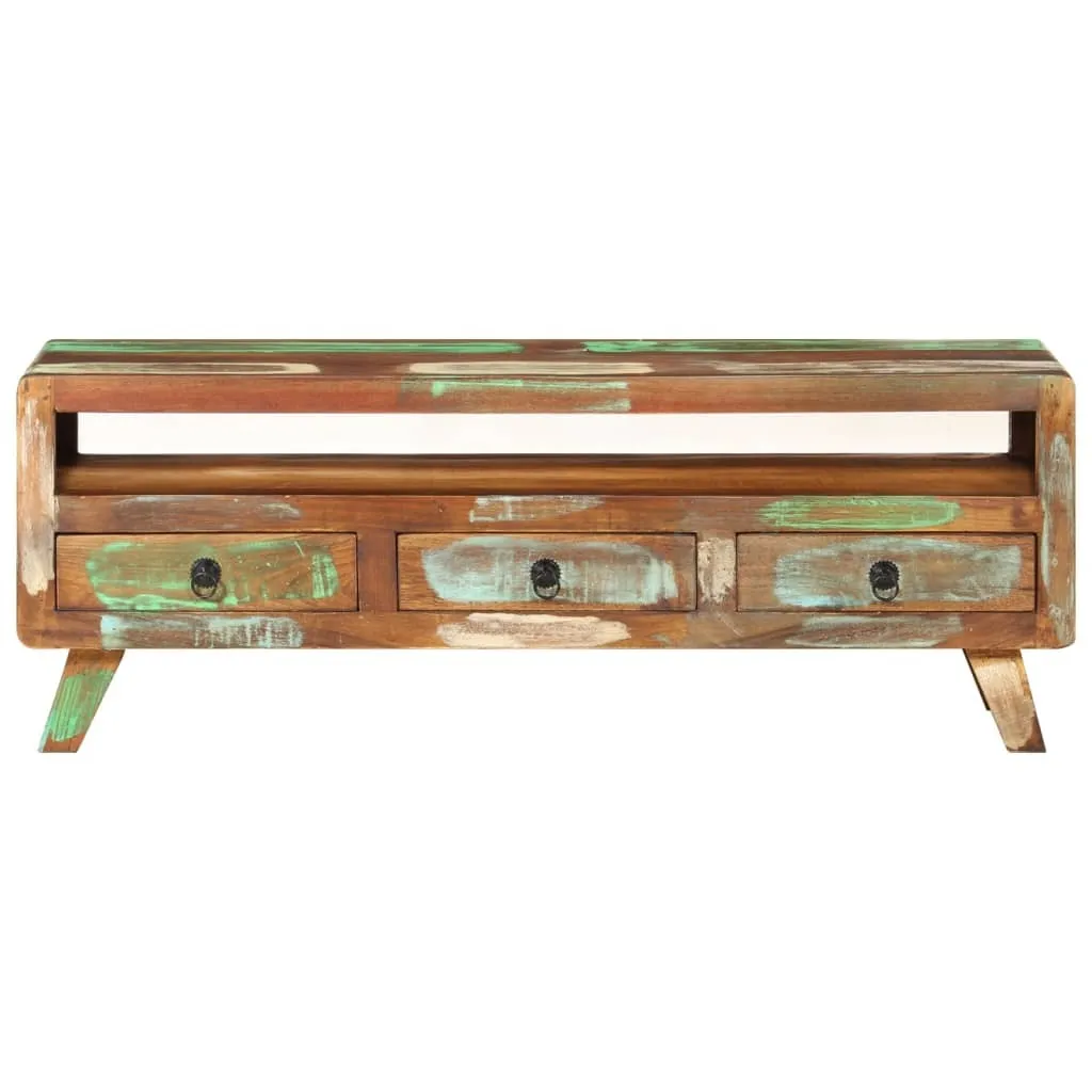 Porta TV Vintage 110cm in Legno di Recupero Multicolore Massiccio