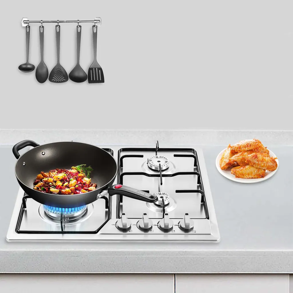 Table de cuisson gaz multi-compatibilité 4 feux avec sécurité intégrée