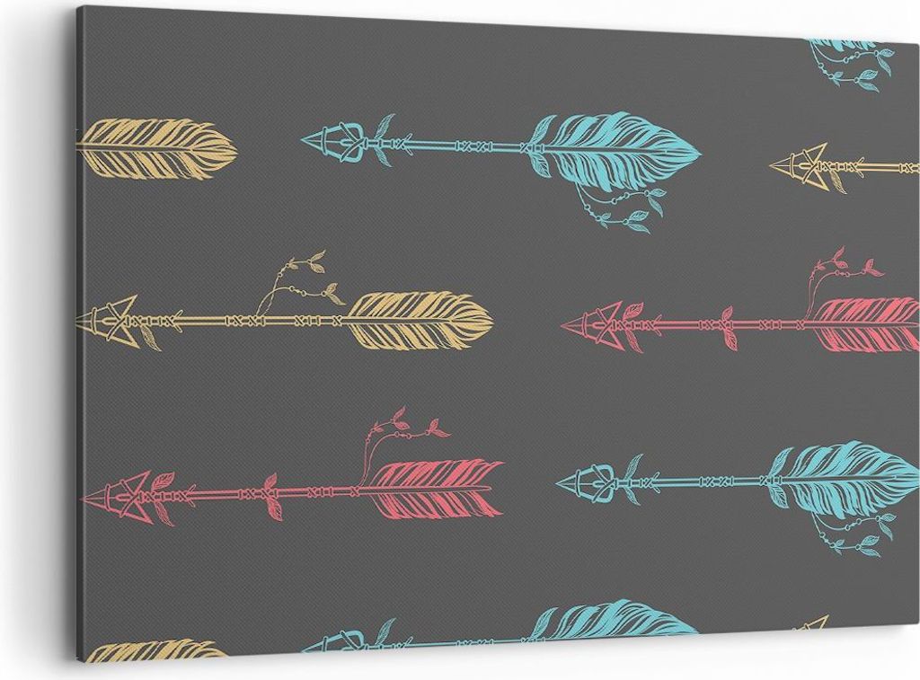 Bild auf Leinwand - Leinwandbild - Pfeil Feder - 100x70cm - Wand Bild - Wanddeko - Wandbilder - Leinwanddruck - Bilder - Kunstdruck - Wanddekoratio...
