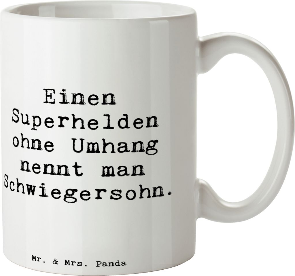 Mr. & Mrs. Panda Tasse Spruch Held Schwiegersohn - Weiß - Produktbild 
