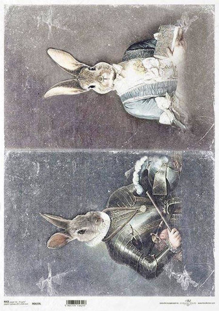 Reispapier für Decoupage A3 ITD-R659L Hase, Hasen