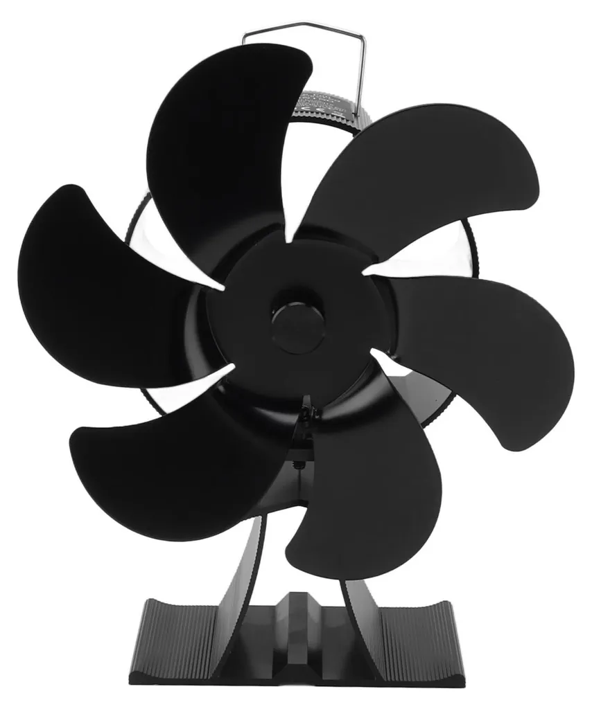 Ventilateur de poêle noir à 6 pales thermodynamique pour cheminée