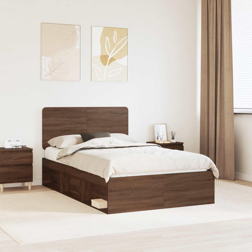 Maison Exclusive - Bettrahmen Braun Eichen-Optik 120 x 190 cm Massives Kiefernholz