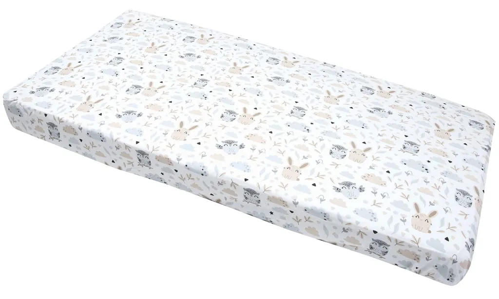Drap housse enfant 60x120cm en pur coton bio motif forêt Clairière