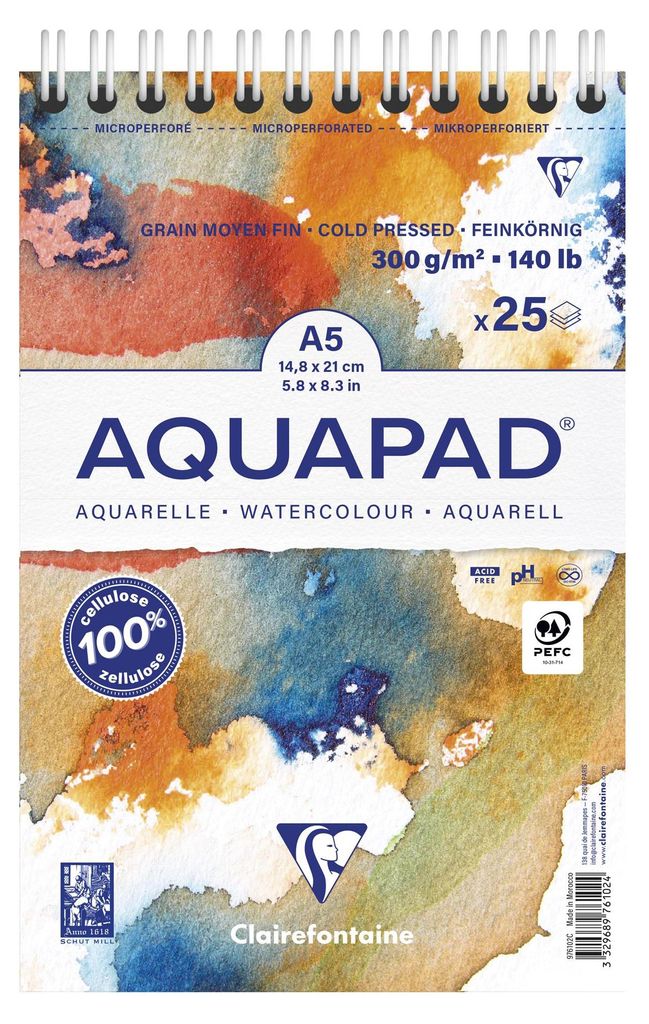 Aquapad Bloc-notes à spirale aquarelle A5+, 14.8x22.5cm, Image du produit 