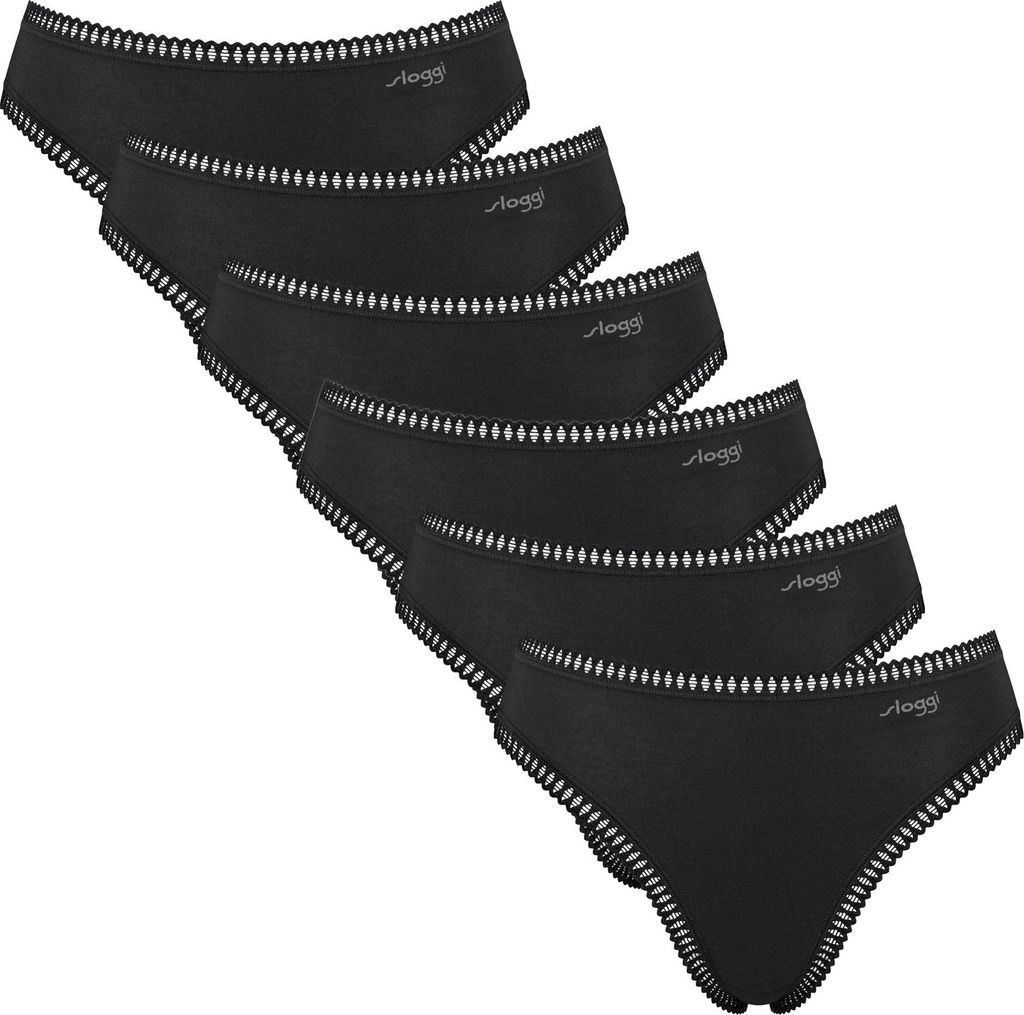 Sloggi Damen Slips, 6er Pack - GO Crush High Leg C6P, Unterhose, Stretch-Baumwolle Schwarz 2XL