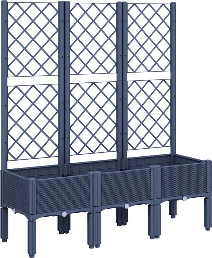 vidaXL Pflanzkübel mit Rankgitter Blaugrau 120x40x142 cm PP