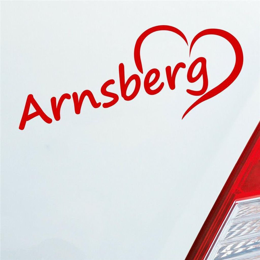Auto Aufkleber Arnsberg HSK Sauerland Herz Stadt City 20x8 cm Rot Sticker Heckscheibenaufkleber