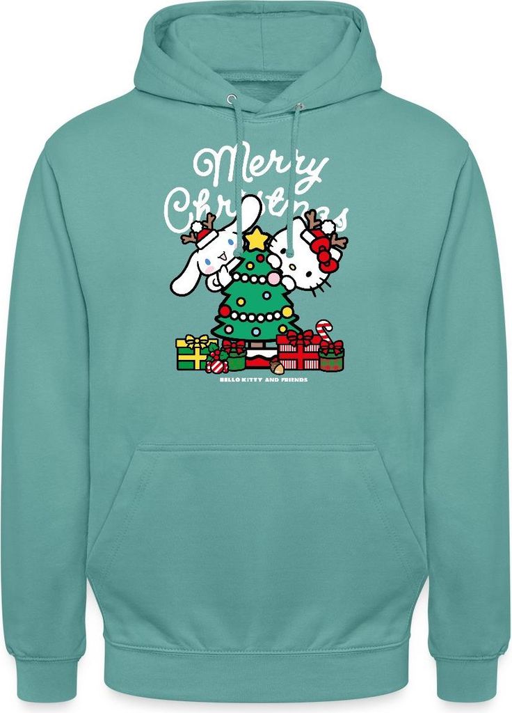 Spreadshirt Hello Kitty Und Cinnamoroll Weihnachten Uni Hoodie, S, Pastelltürkis