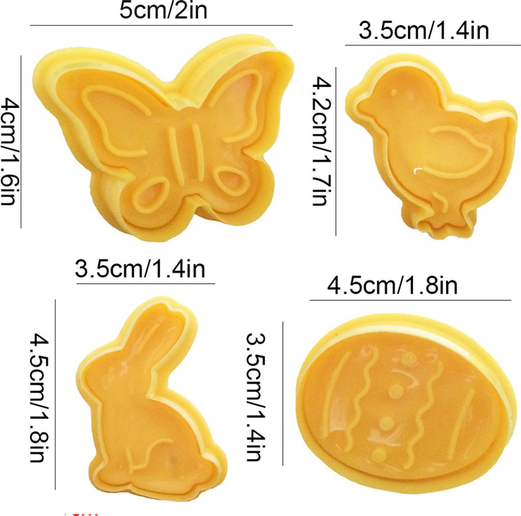 4pcs/set Kunststoff Ausstecher niedlich Schmetterling Kaninchen Küken Osterei Form Fondant Ausstecher Keks Kuchen Form