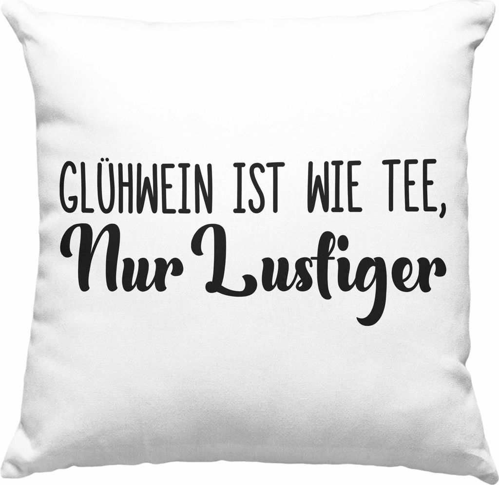 Trendation - Glühwein Deko-Kissen mit Füllung 40x40 Lustig Spruch Glühweinbecher mit Henkel Doppelwandig GlühweinDeko-Kissen mit Füllung 40x40...