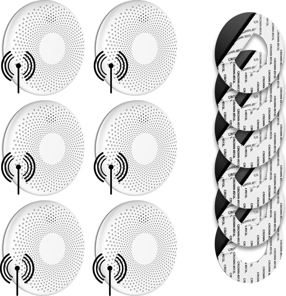 SAVS CS11R Vernetzbarer kombinierter Rauch und CO Melder 6er-Pack – 10 Jahre Batterie – Extra dünnes Design – Kein LED-Licht – Montage ohn...