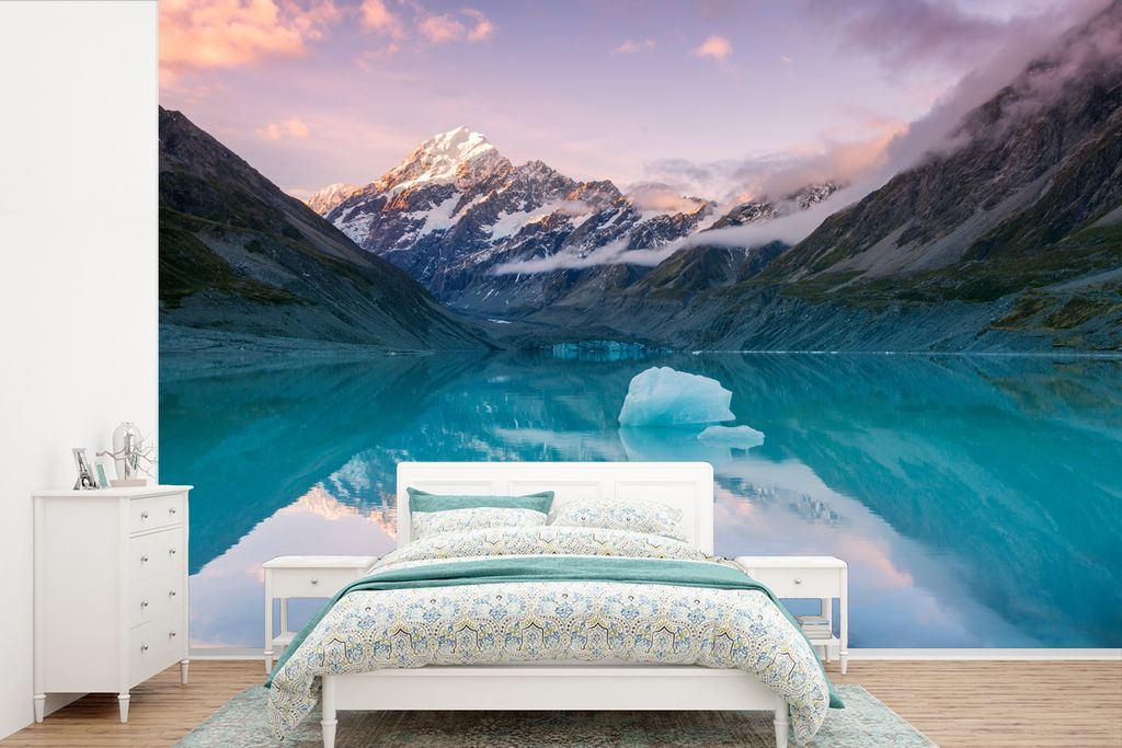 MuchoWow Fototapete für Wohnzimmer oder Schlafzimmer Wandtapete Vinyl Motivtapete Mount Cook bei Sonnenuntergang Fotodruck - 420x280 cm - Zimmer...