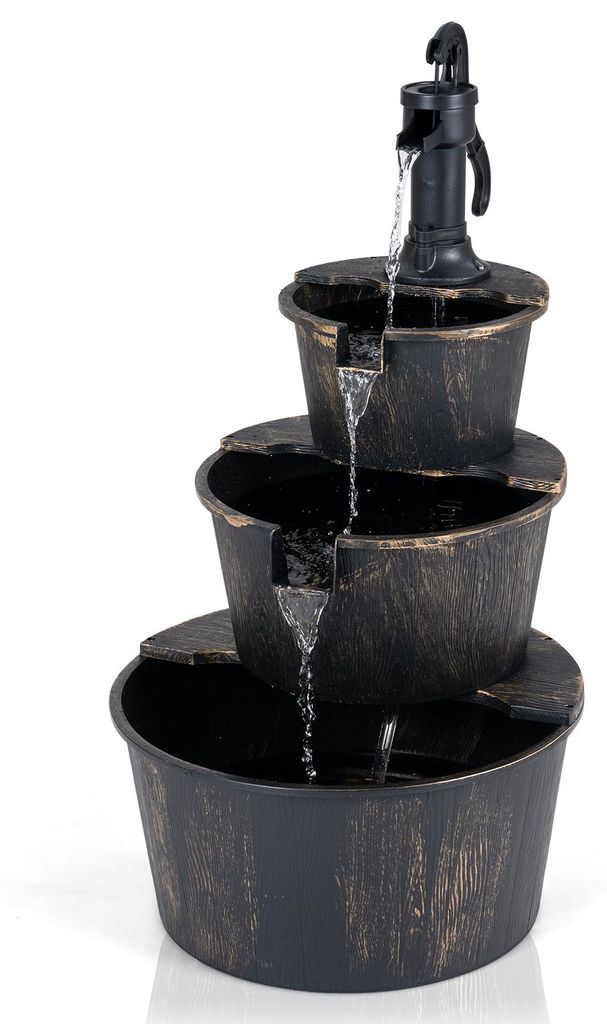 COSTWAY Gartenbrunnen mit Pumpe, 3-stufiger Springbrunnen Produktbild 