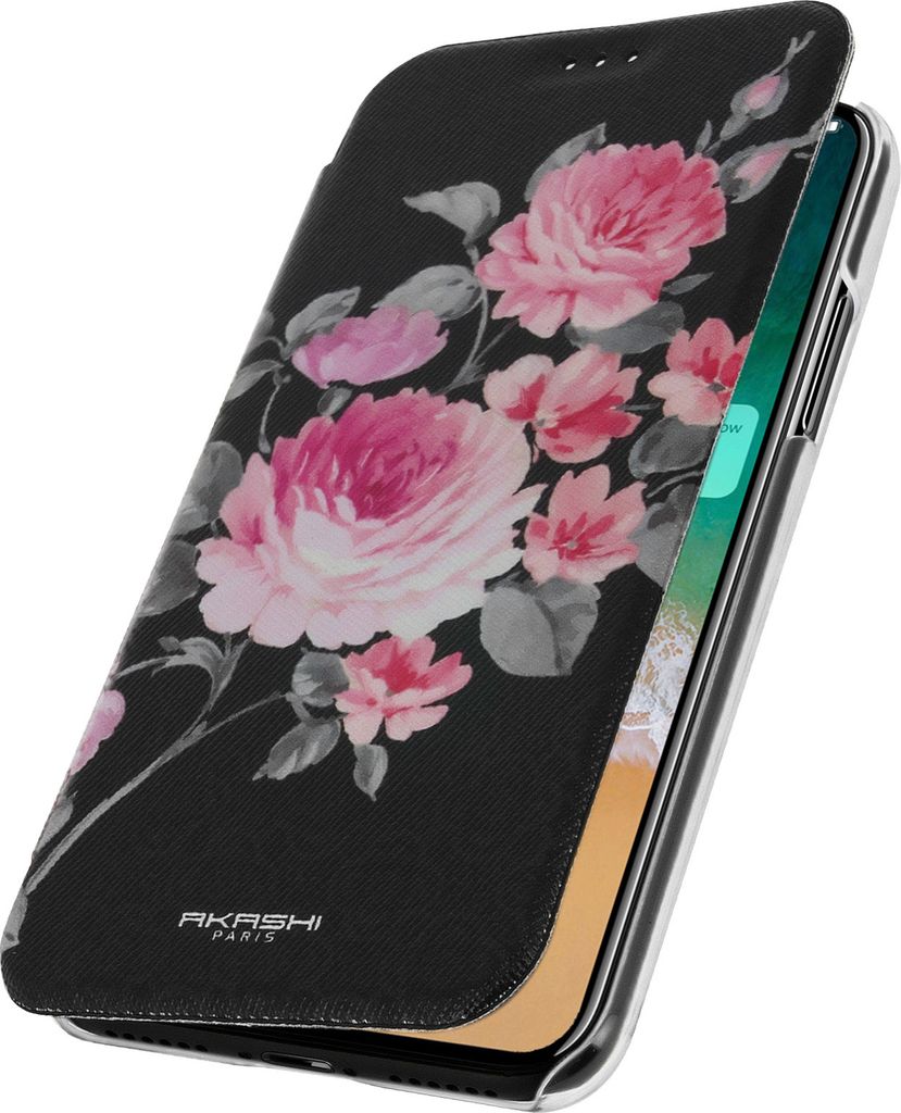 Flip-Schutzhülle Brieftasche mit Kartenfach iPhone X – Akashi – Lotosblumen